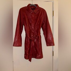 Red Leather Trench Coat